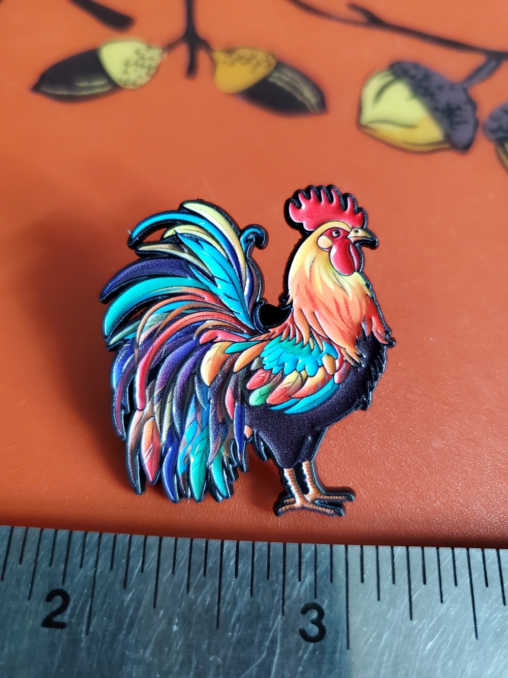 Colorful Rooster Enamel Pin - Multicolor - Picture 2 of 4